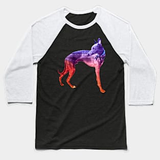 Purple & Red Waves Whippet Baseball T-Shirt